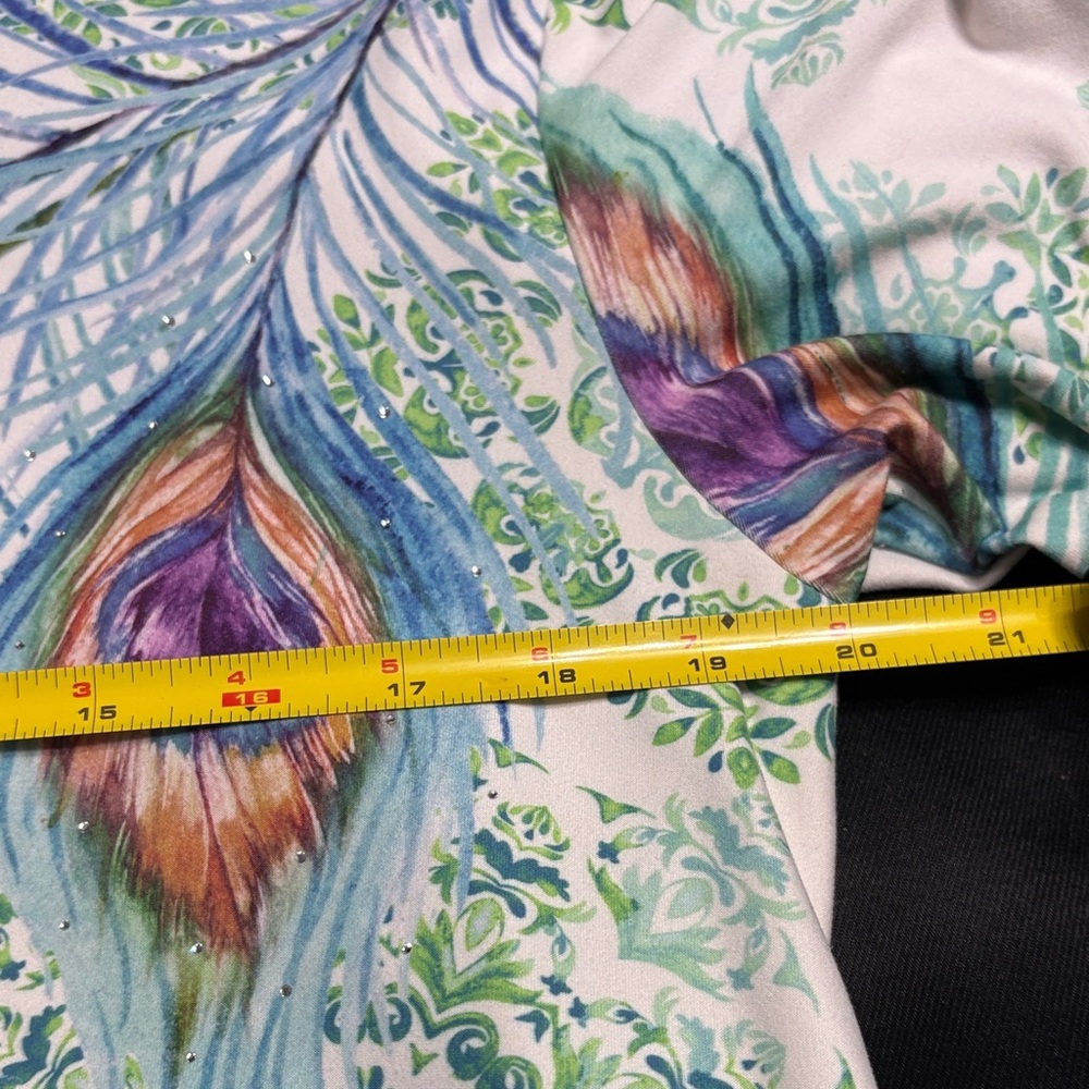🖤Fleurish Multicolor Peacock Feather Long Sleeve Top🖤 - Picture 4 of 6